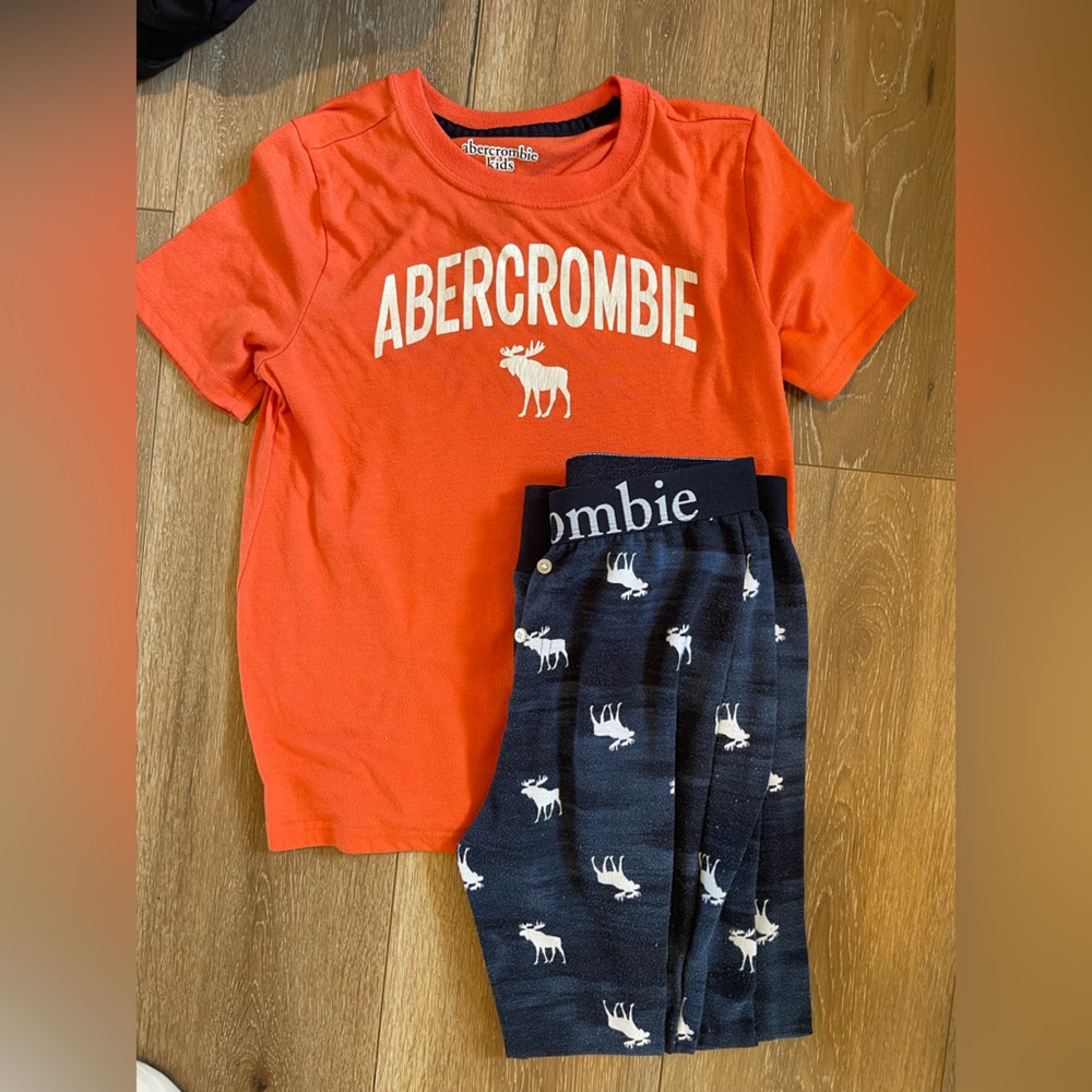 Abercrombie & Fitch Kids Bright Orange and Navy PJ set